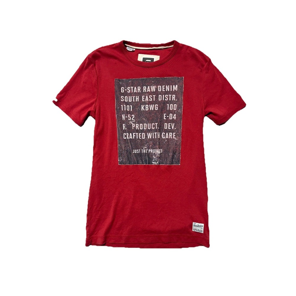 G Star Raw Denim Red Graphic Logo T Shirt L Large